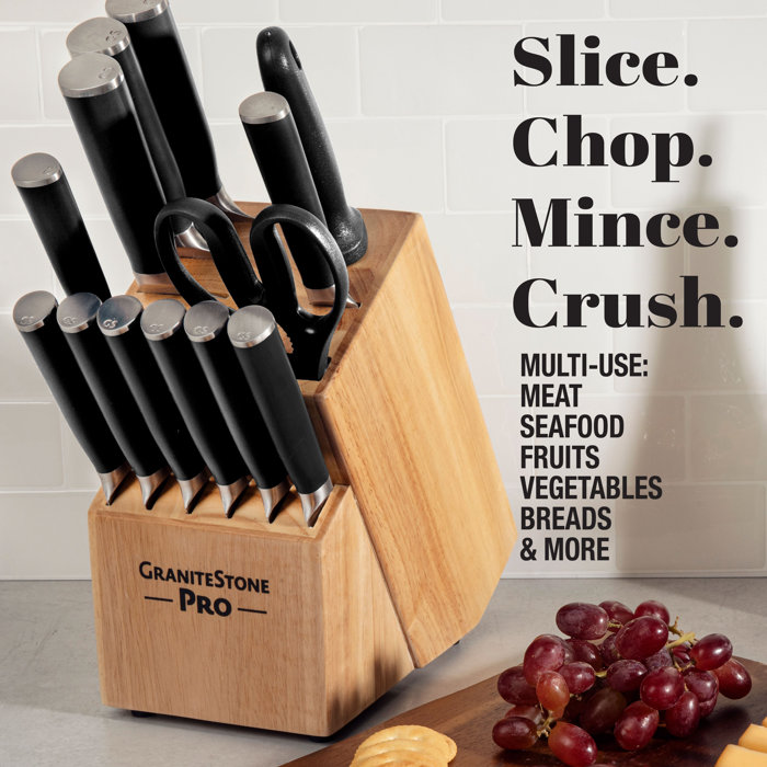 Granitestone Pro Nutriblade 14 Piece Stainless Steel Black Knife Set